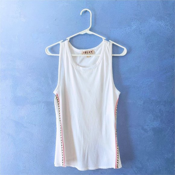 Embroidered Lucy Tank with tulip split back by Dolan Left Coast in white - Picture 4 of 7